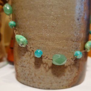 Delicate turquoise stone and bead necklace